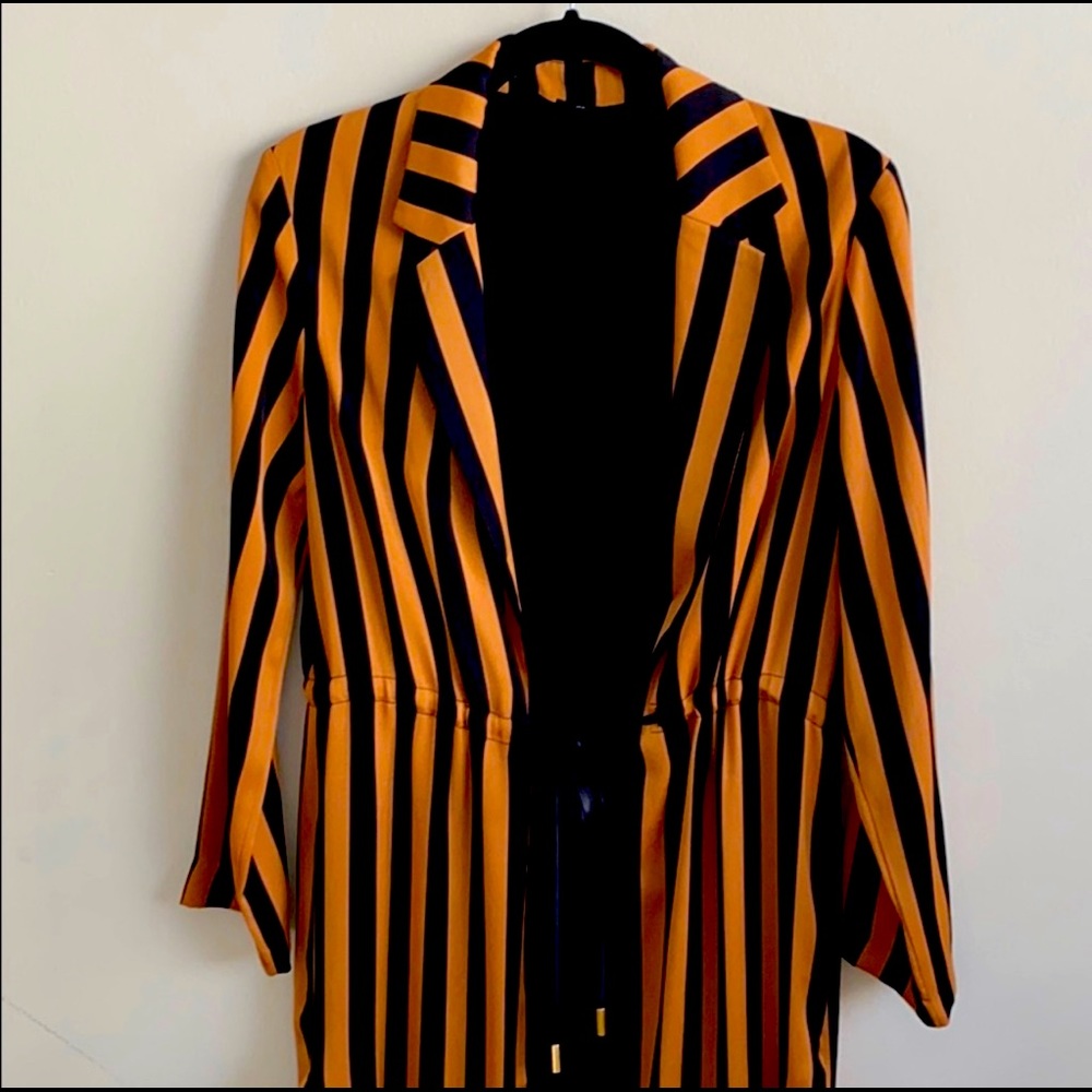 TopShop Black and Tan Striped Duster